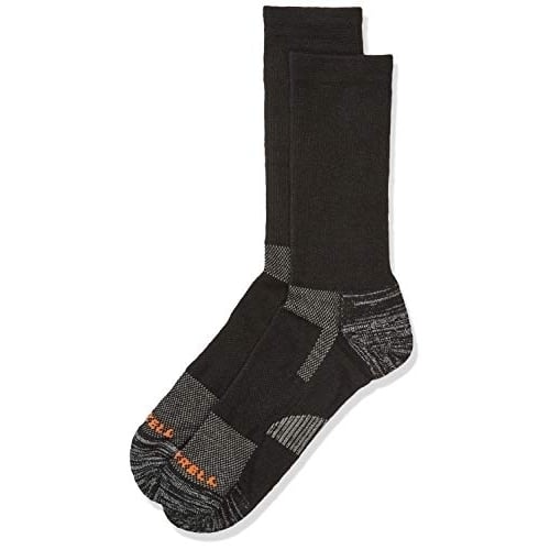 Merrell Mens Lightweight Crew Socks Black 1 Pack Cushioned Mid Weight Hiking Image 4