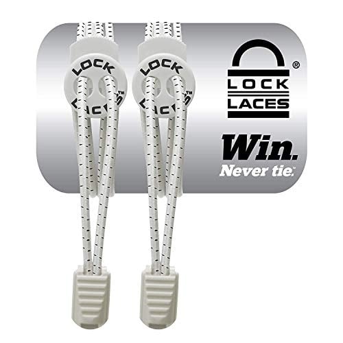 Lock Laces No Tie Elastic Shoelaces White 48 Inch Adjustable Fit 2 Pair Image 1