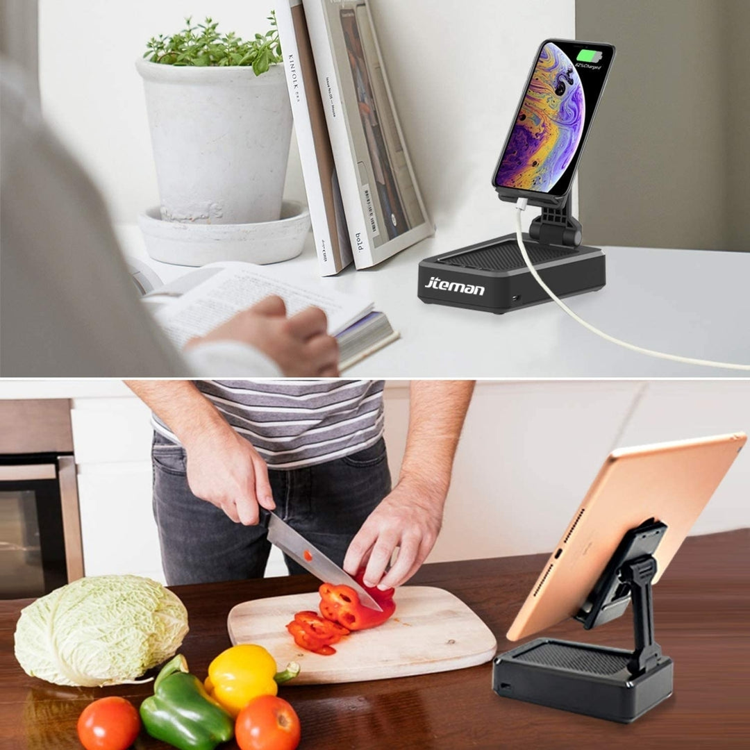 Cell Phone Stand with Wireless Bluetooth Speaker and Anti-Slip Base HD Surround Image 2