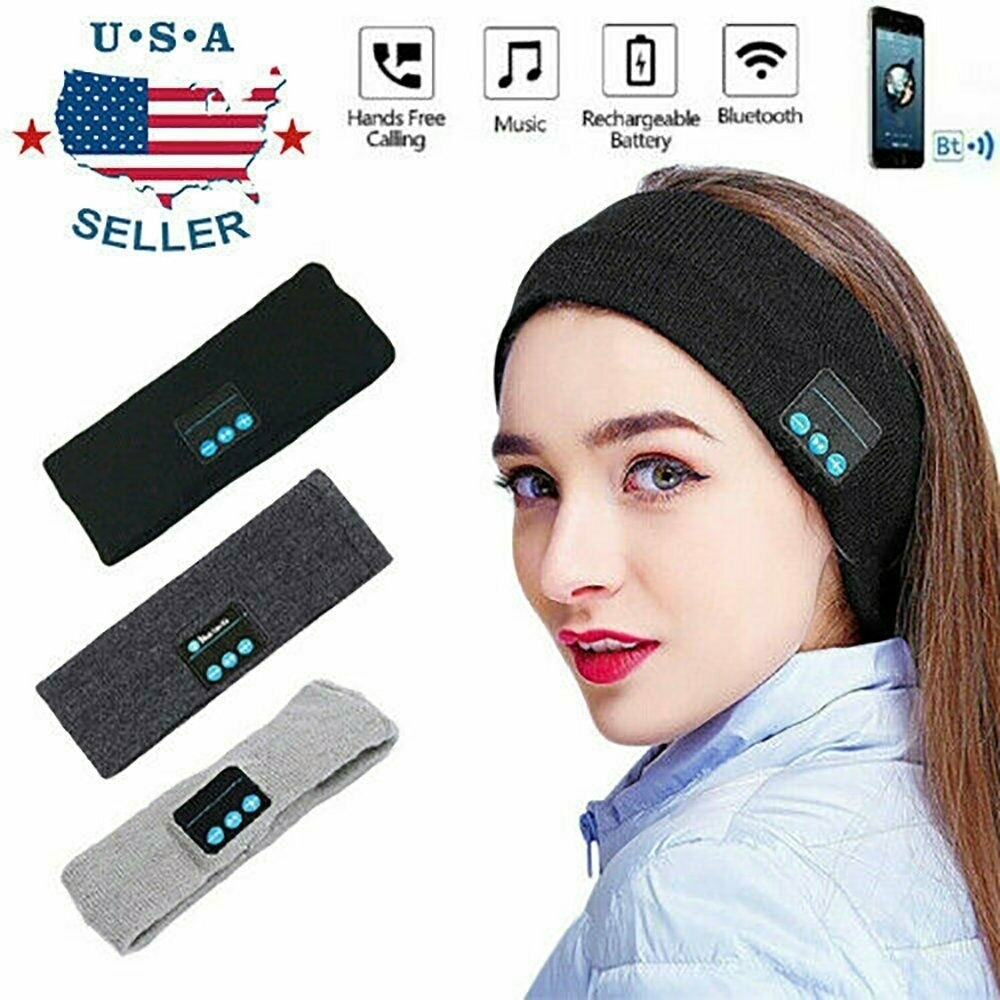 Wireless Bluetooth 5.0 Sports Stereo Headband Headphones Run Sleep Music Headset ( Black ) Image 1