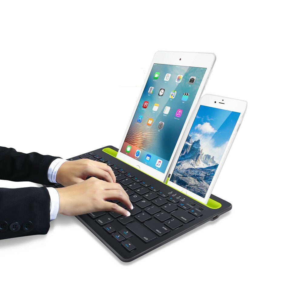 Bluetooth Keyboard Cordless with Phone Tablet Holder Docking Wireless Stand Image 1