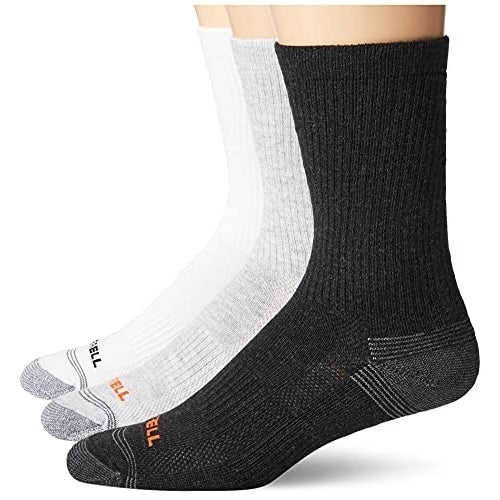 Merrell Mens Gray Performance Hiker Socks 3 Pack Low Quarter Crew Support Image 3