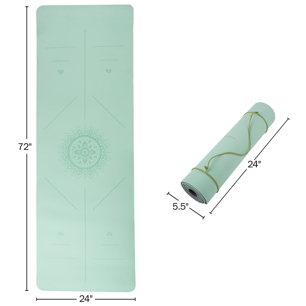 Yoga Mat Portable with Carry Strap 72 x 24 Inches Tear Resistant Mint Black Image 2