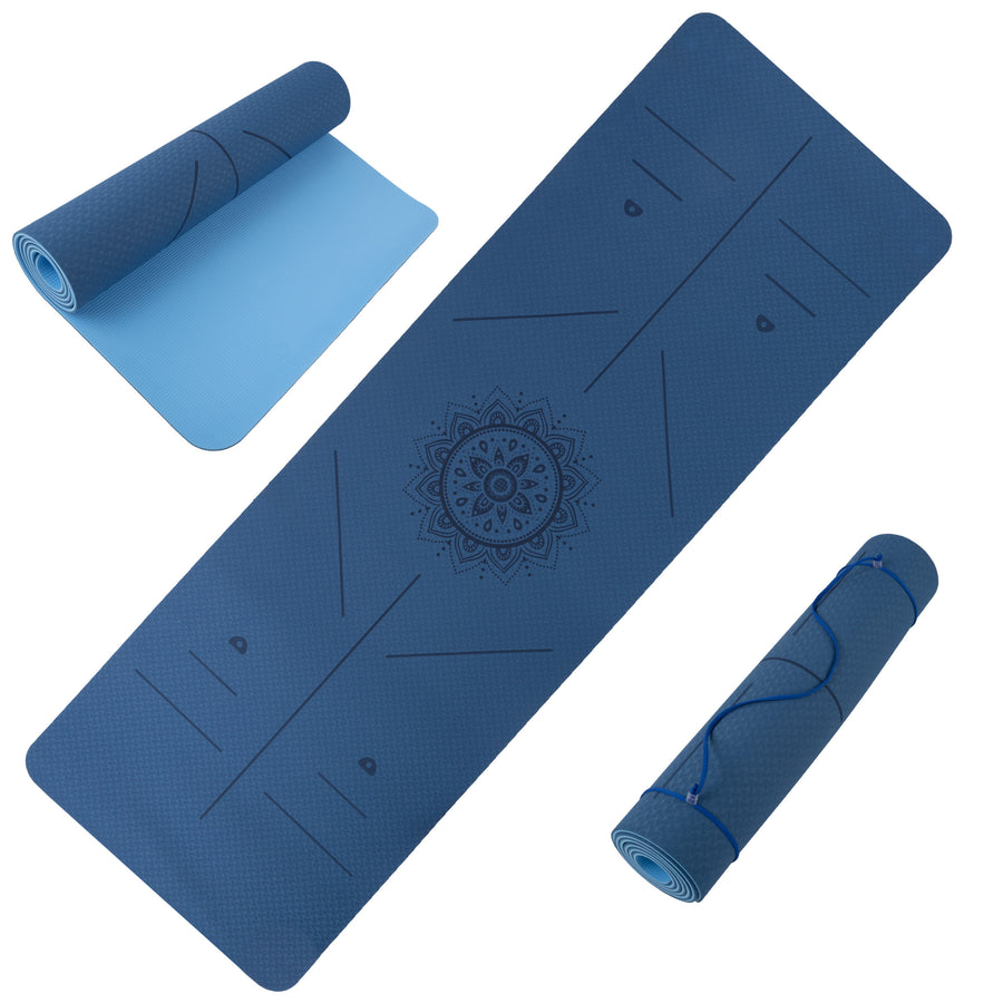 Yoga Mat Portable with Carry Strap 72 x 24 Inches High Density Tear Resistant Blue Image 1
