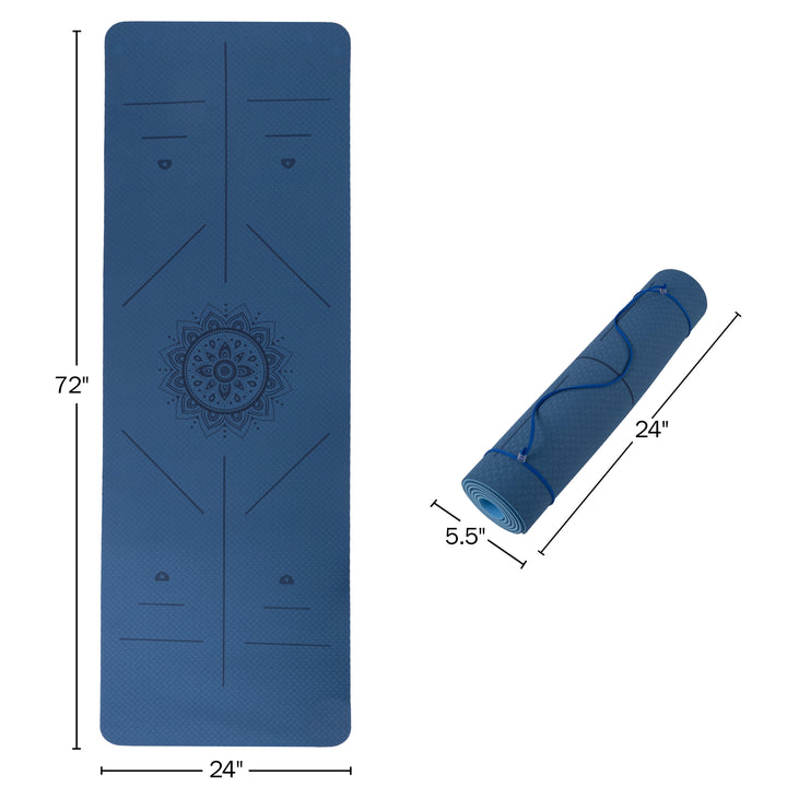 Yoga Mat Portable with Carry Strap 72 x 24 Inches High Density Tear Resistant Blue Image 2