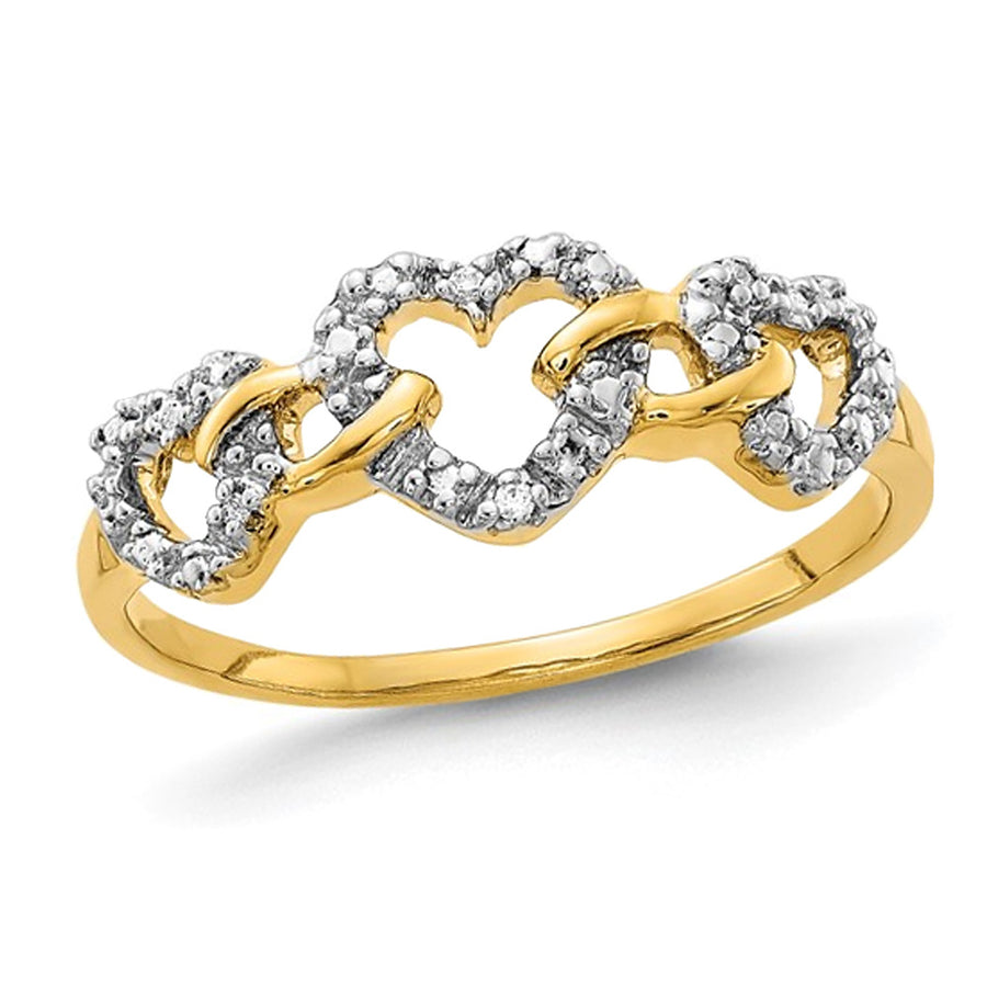 14K Yellow Gold Heart Promise Ring with Accent Diamonds Image 1