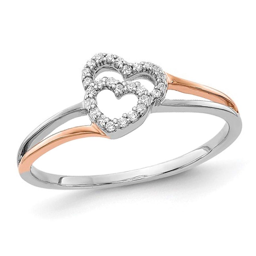1/10 Carat (ctw) Diamond Heart Promise Ring in 14K White Gold Image 1