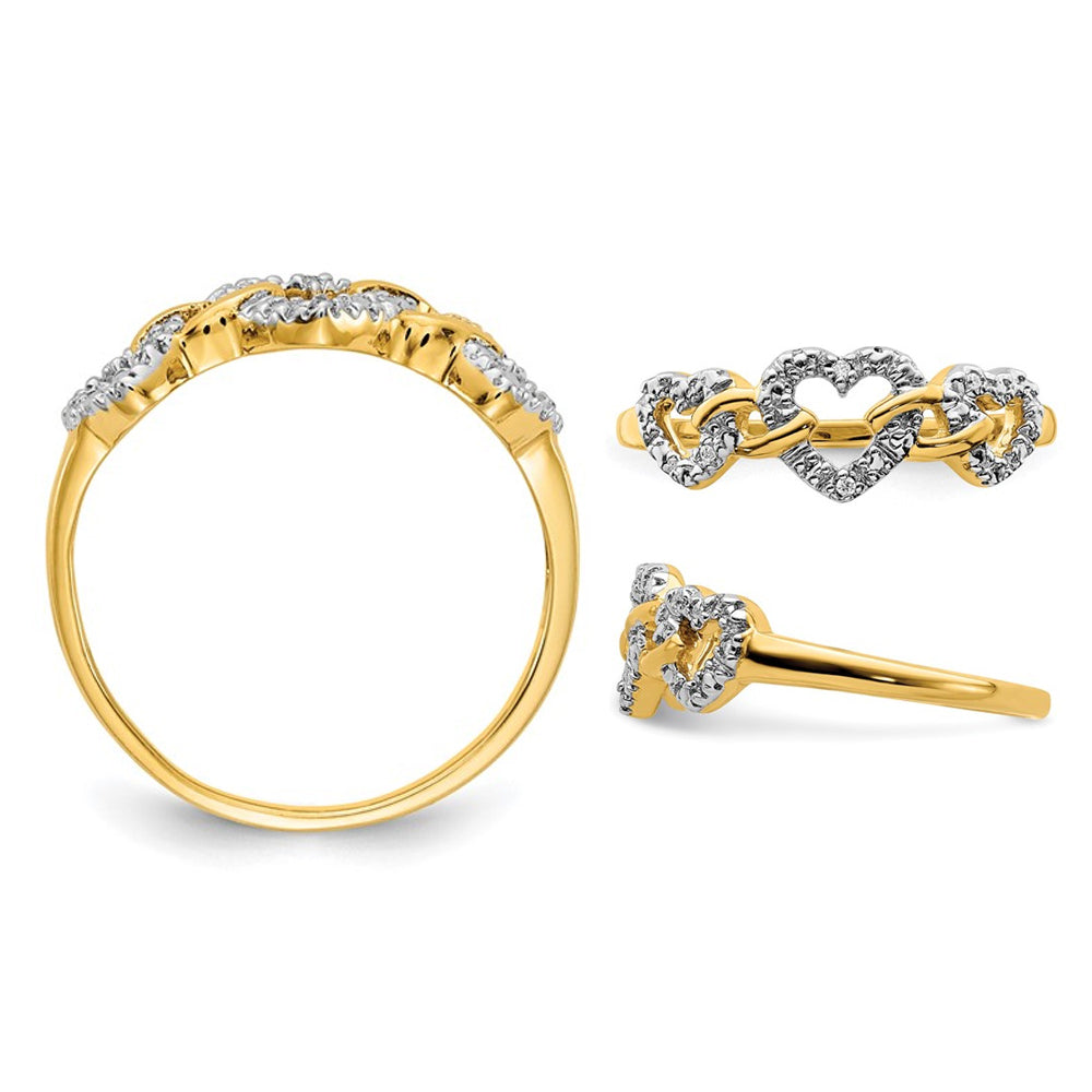 14K Yellow Gold Heart Promise Ring with Accent Diamonds Image 2