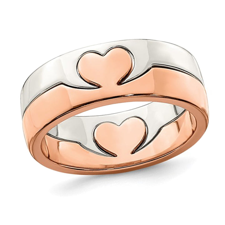 Rose Pink Plated Sterling Silver Heart Promise Ring Image 1