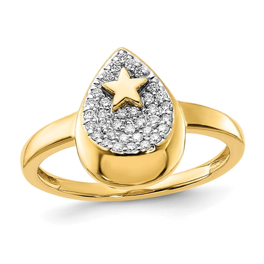 1/6 Carat (ctw) Diamond Teardrop Star Ring in 14k Yellow Gold Image 1