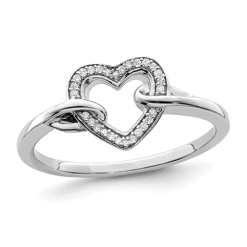 1/20 Carat (ctw) Diamond Heart Promise Ring in Sterling Silver Image 1