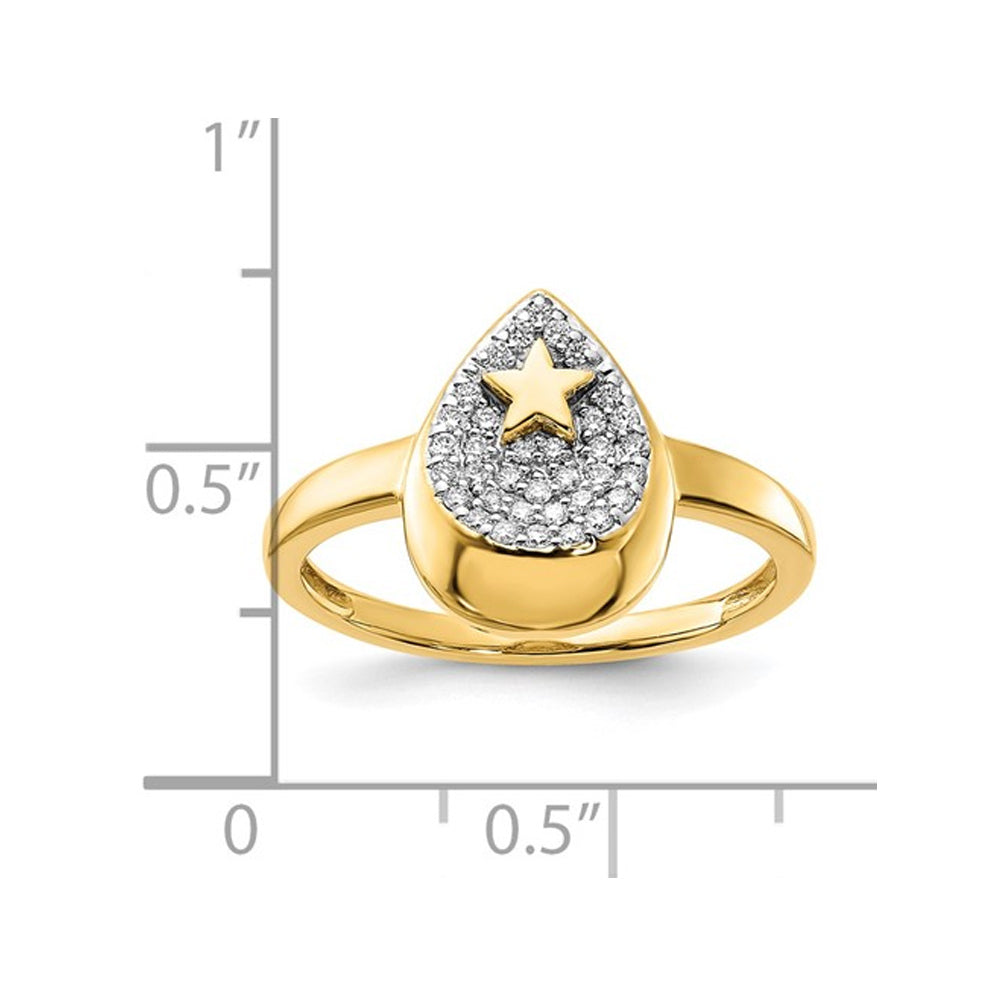 1/6 Carat (ctw) Diamond Teardrop Star Ring in 14k Yellow Gold Image 3