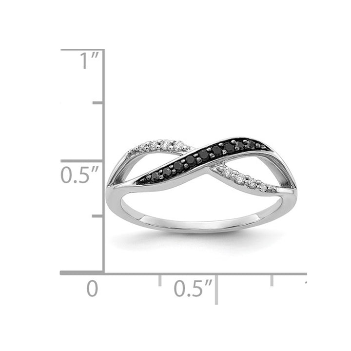 1/8 Carat (ctw) Black and White Diamond Infinity Ring in 14K White Gold Image 3