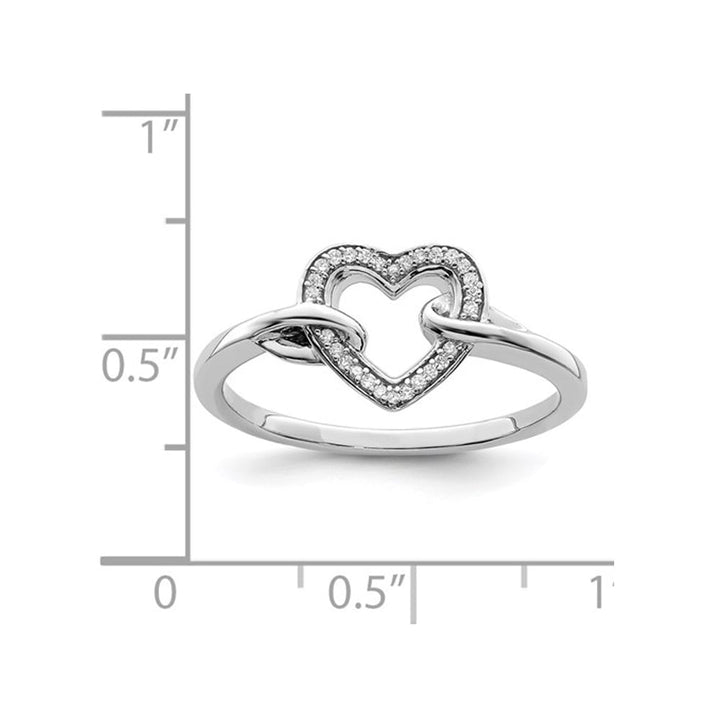 1/20 Carat (ctw) Diamond Heart Promise Ring in Sterling Silver Image 4