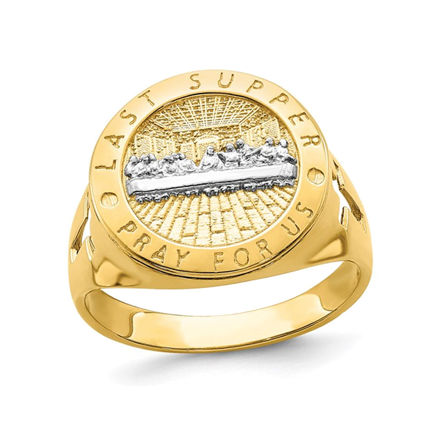 Mens 14K Yellow Gold Last Supper Ring Image 1