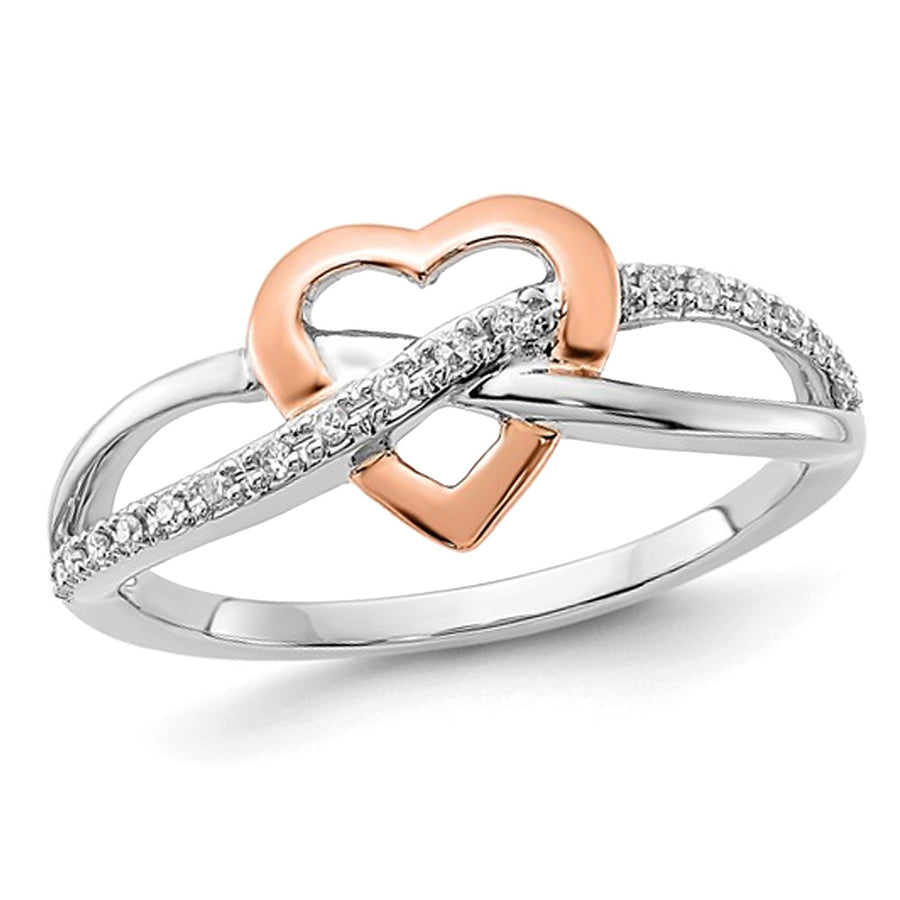 1/12 Carat (ctw) Diamond Heart Promise Ring in 10K White Gold Image 1