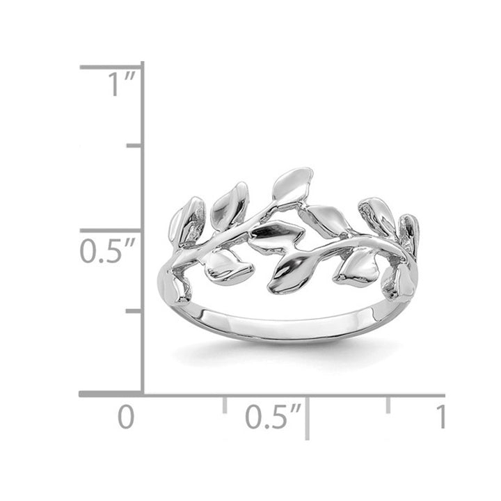 14K White Gold Polished Vine Leaf Ring Image 3