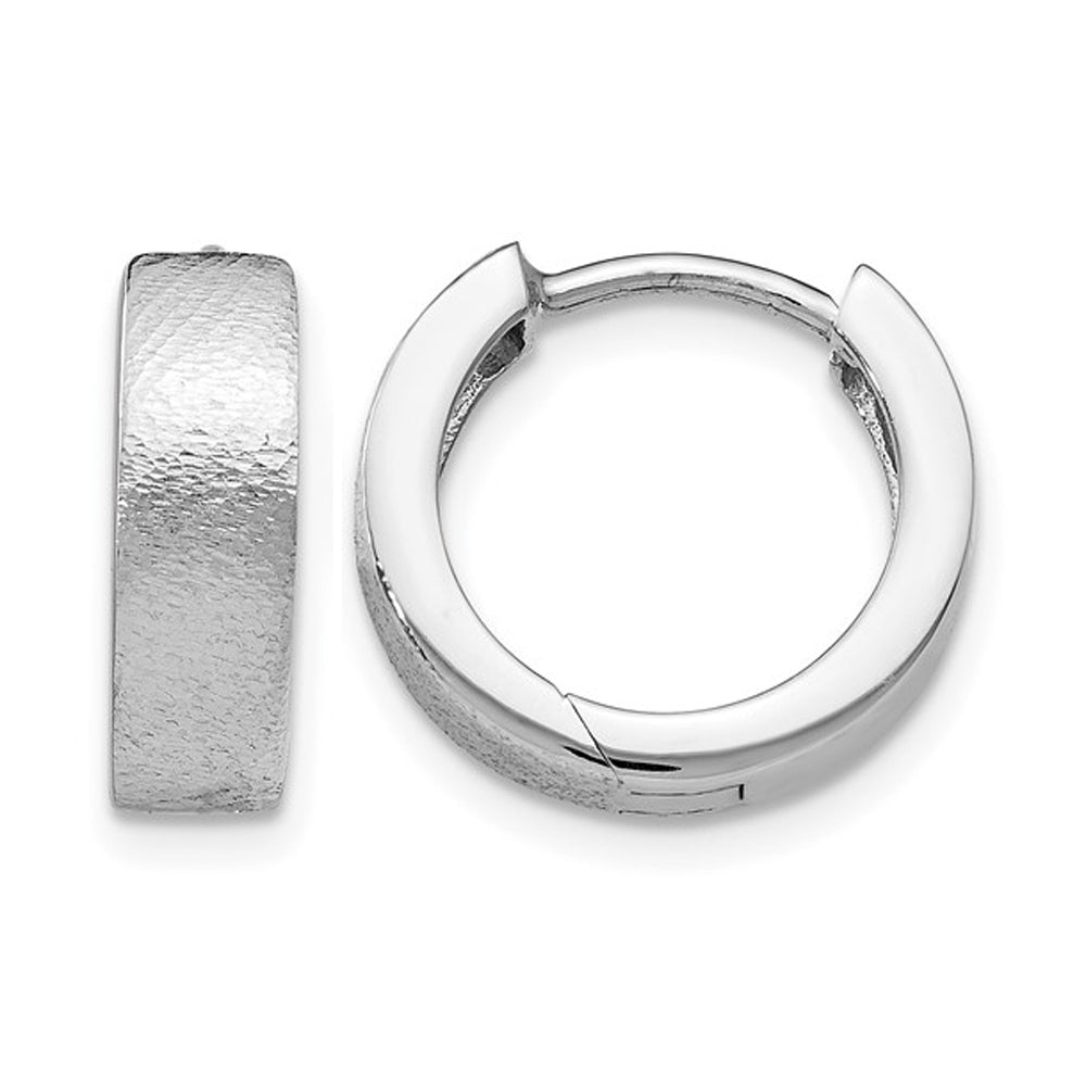 Sterling Silver Textured Huggie Hoop Earrings Image 1