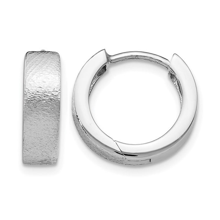 Sterling Silver Textured Huggie Hoop Earrings Image 1