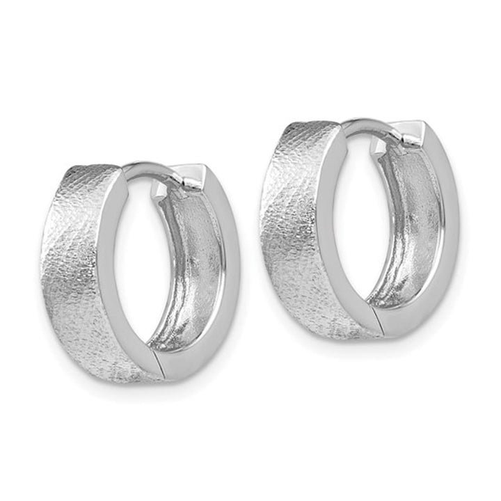 Sterling Silver Textured Huggie Hoop Earrings Image 4