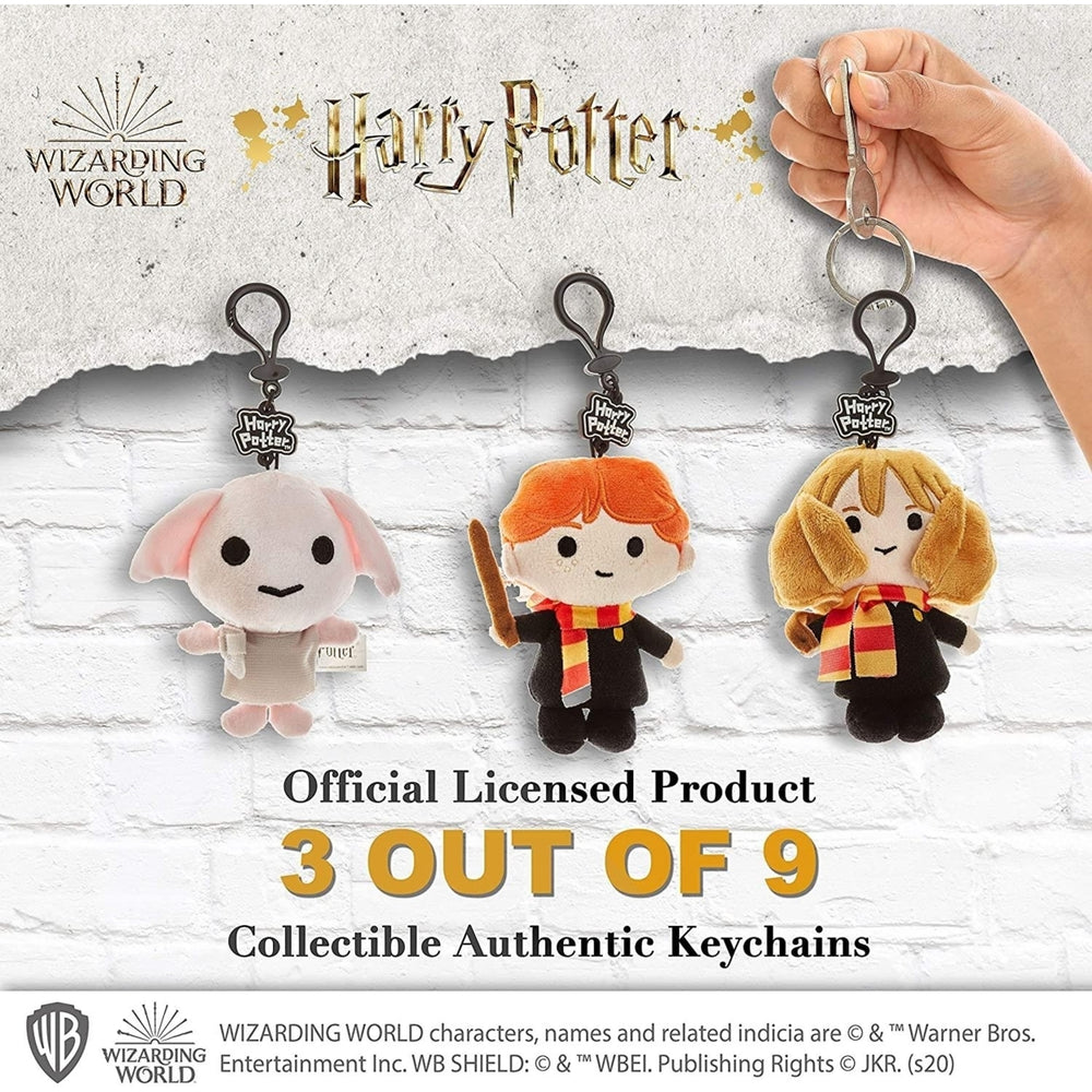 Harry Potter Plush Keychain 3pk Hermione Weasley Dobby Ornament Zipper Pull Set PMI International Image 2