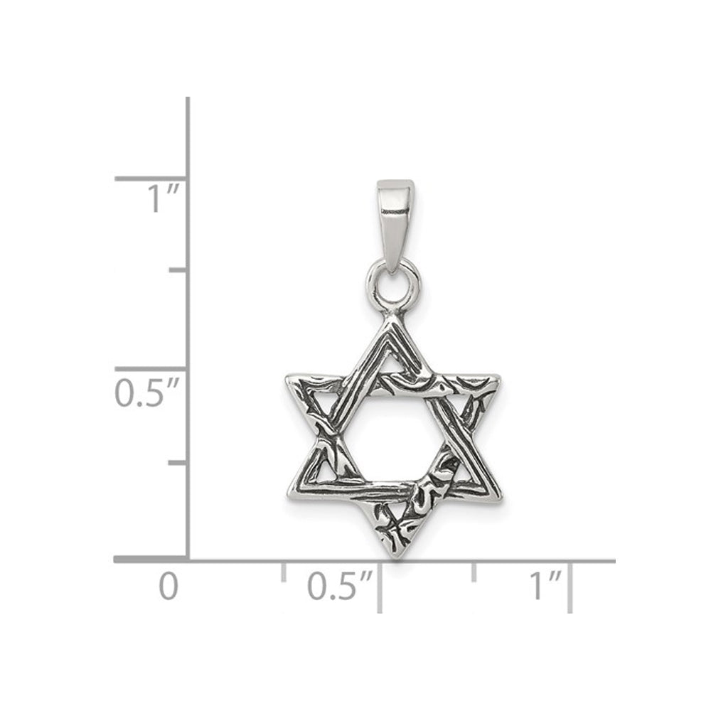 Antiqued Sterling Silver Star of David Pendant Necklace with Chain Image 2