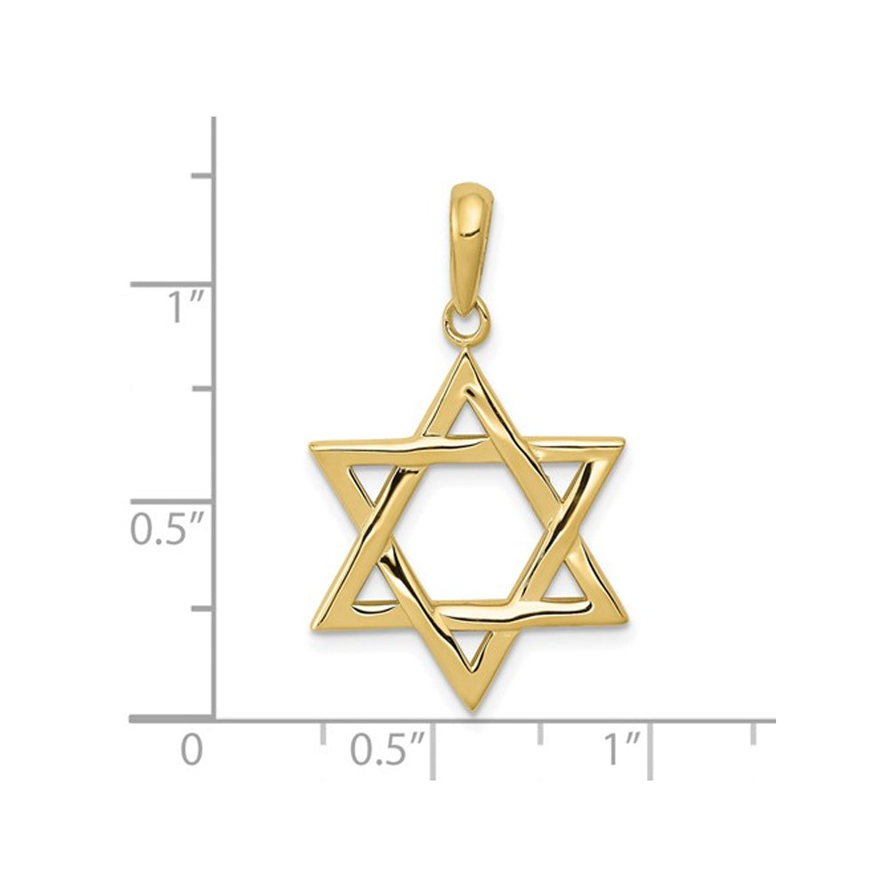 10K Yellow Gold Star Of David Pendant Necklace with Chain Image 2