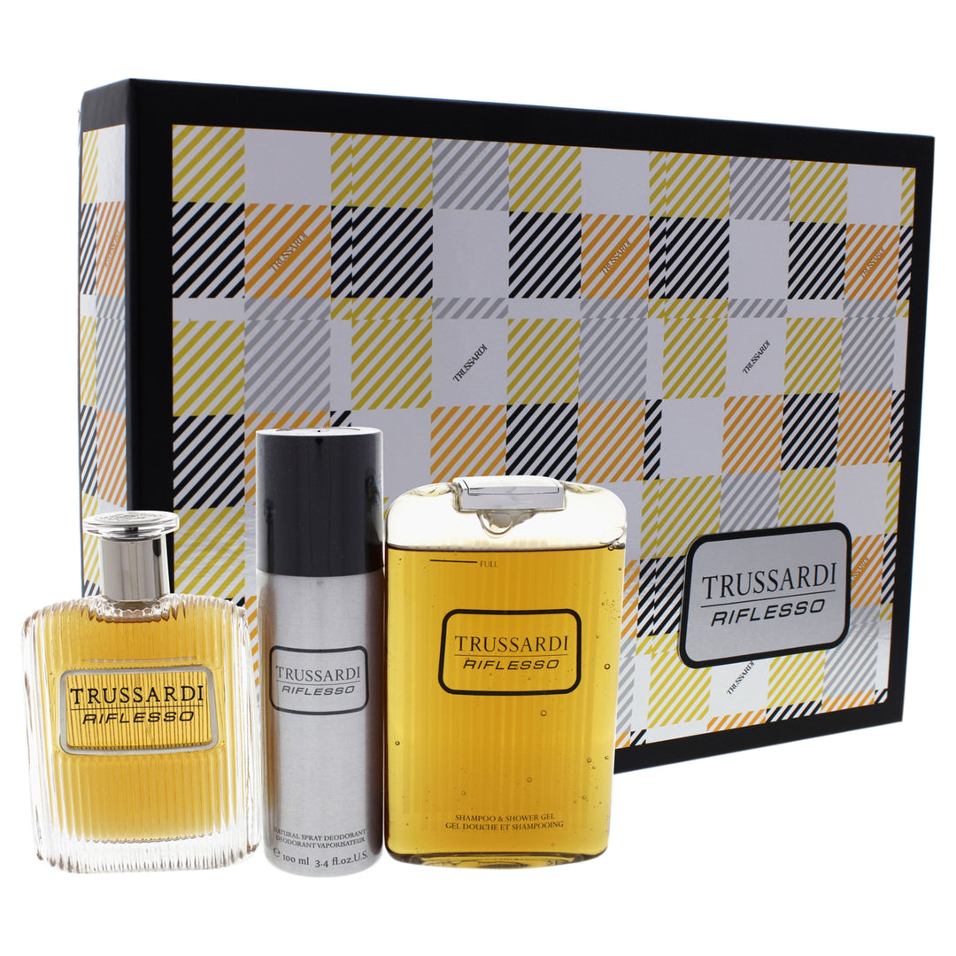 Trussardi Riflesso by Trussardi for Men - 3 Pc Gift Set 3.4oz EDT Spray6.8oz Shampoo and Shower Gel3.4oz Deodorant Spray Image 1