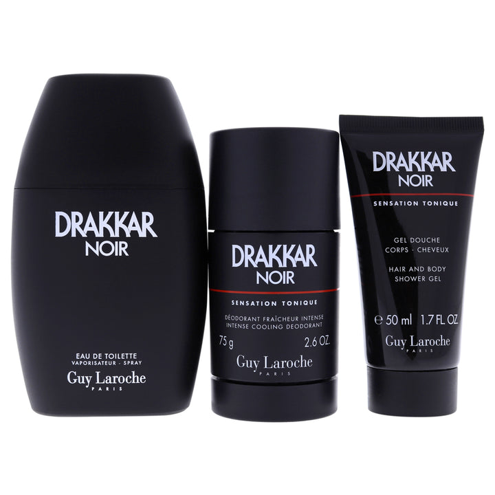 Drakkar Noir by Guy Laroche for Men - 3 Pc Gift Set 3.4oz EDT Spray2.6oz Deodorant Stick1.7oz Shower Gel Image 2