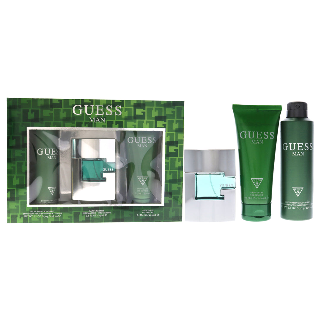 Guess Man by Guess for Men - 3 Pc Gift Set 2.5oz EDT Spray6oz Deodorizing Body Spray6.7oz Shower Gel Image 1