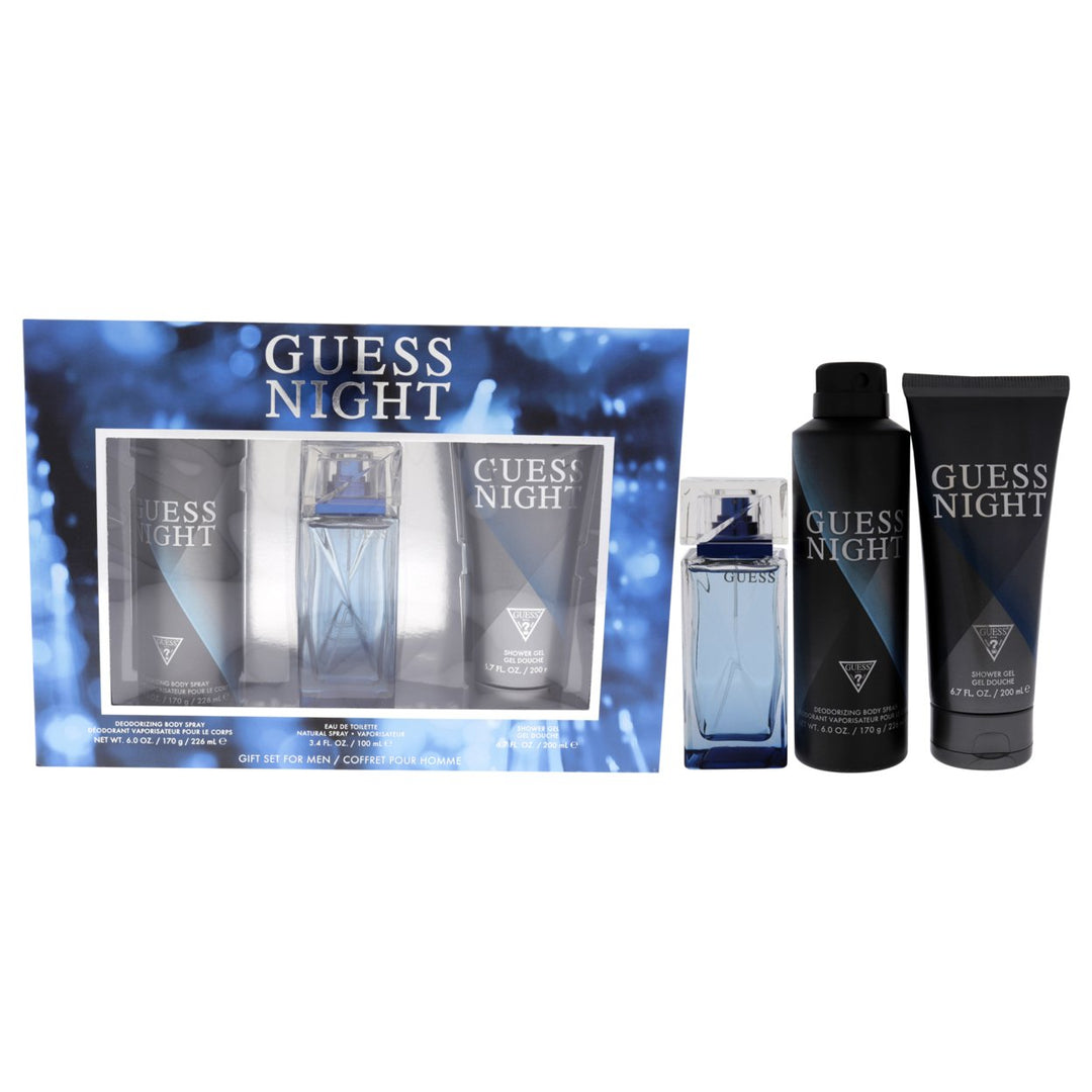 Guess Night by Guess for Men - 3 Pc Gift Set 3.4oz EDT Spray 6.0oz Body Spray6.7oz Shower Gel Image 1