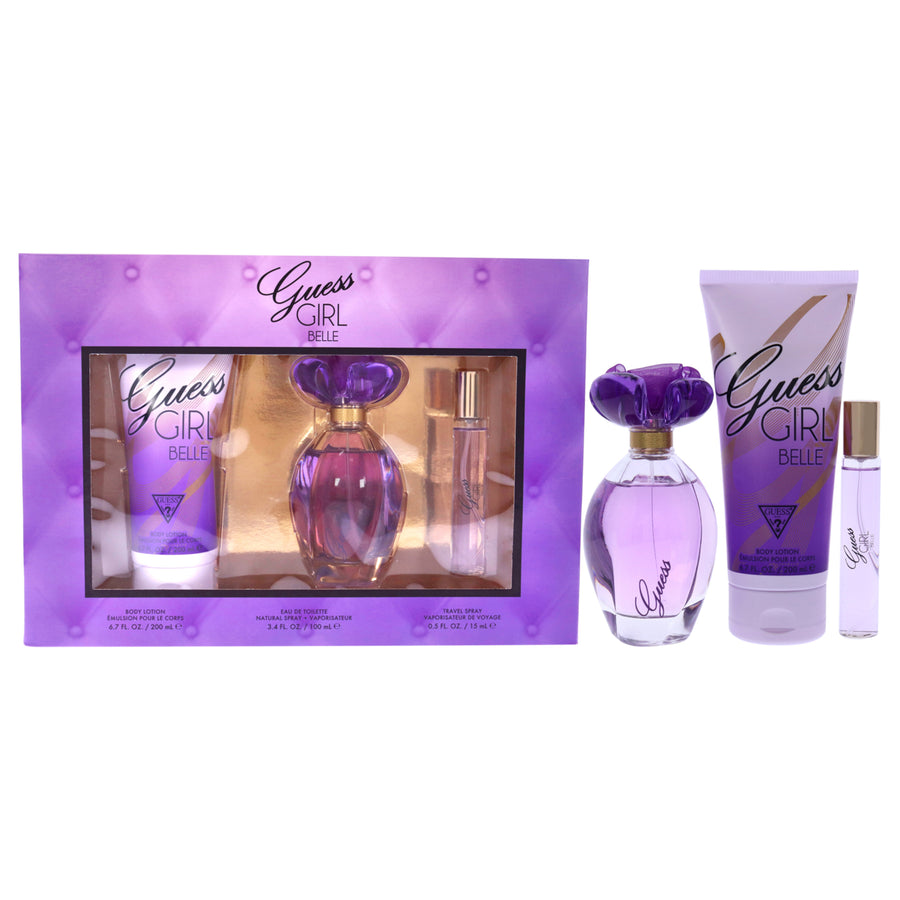 Guess Girl Belle by Guess for Women - 3 Pc Gift Set 3.4oz EDT Spray 0.5oz EDP Travel Spray6.7oz Body Lotion Image 1