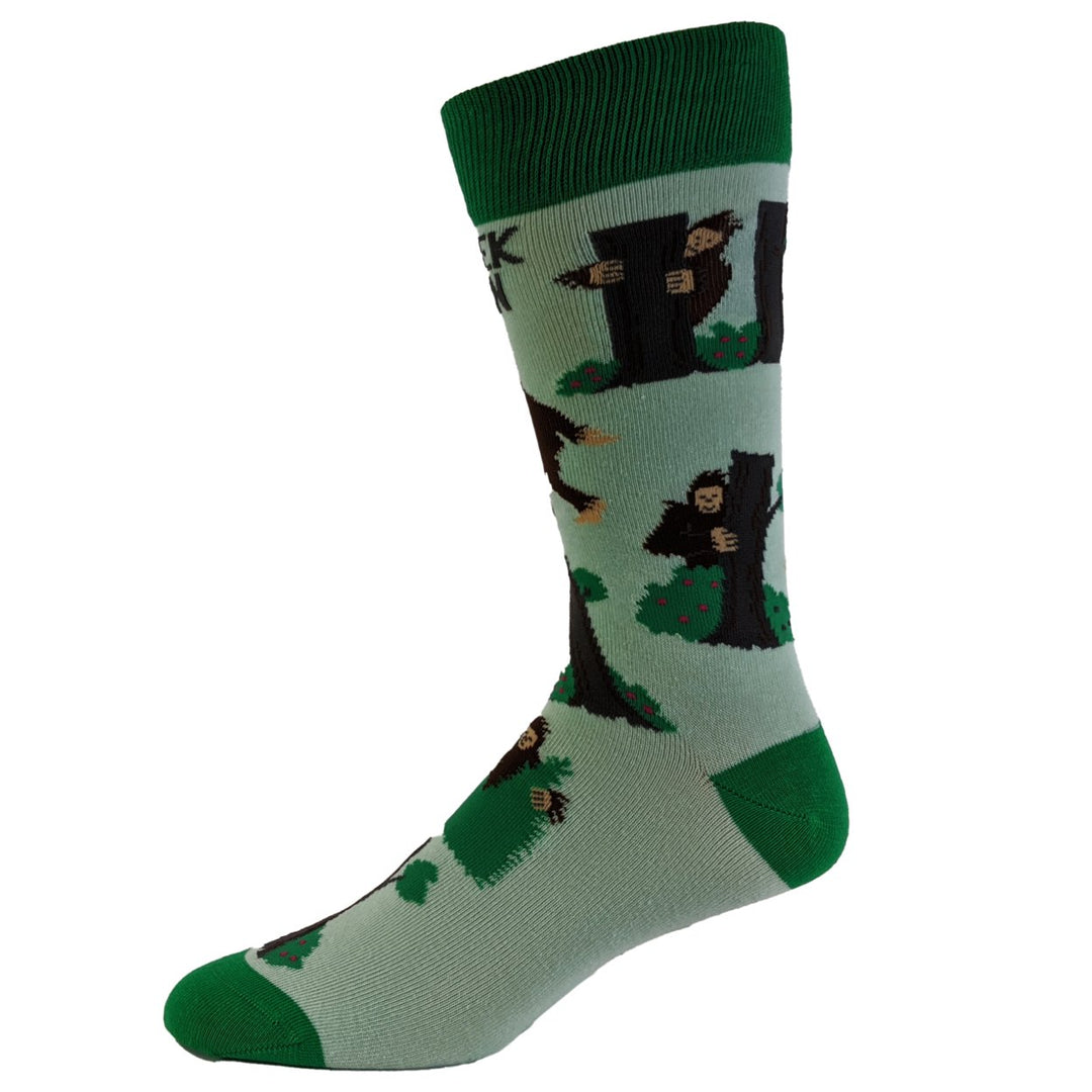 Youth Bigfoot Hide And Seek Champion Socks Funny Camping Sasquatch Knit Novelty Footwear Image 4