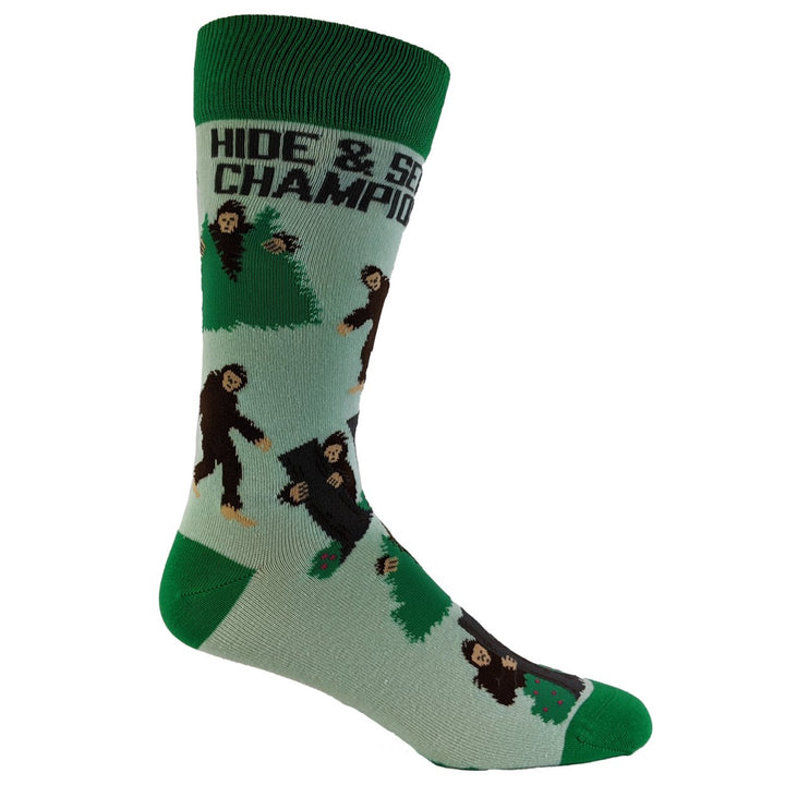 Youth Bigfoot Hide And Seek Champion Socks Funny Camping Sasquatch Knit Novelty Footwear Image 6