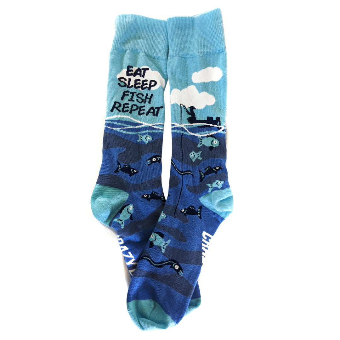 Mens Eat Sleep Fish Repeat Socks Funny Cool Novelty Fishing Crazy Gift Idea For Dad Image 4