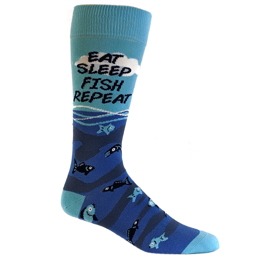 Mens Eat Sleep Fish Repeat Socks Funny Cool Novelty Fishing Crazy Gift Idea For Dad Image 7