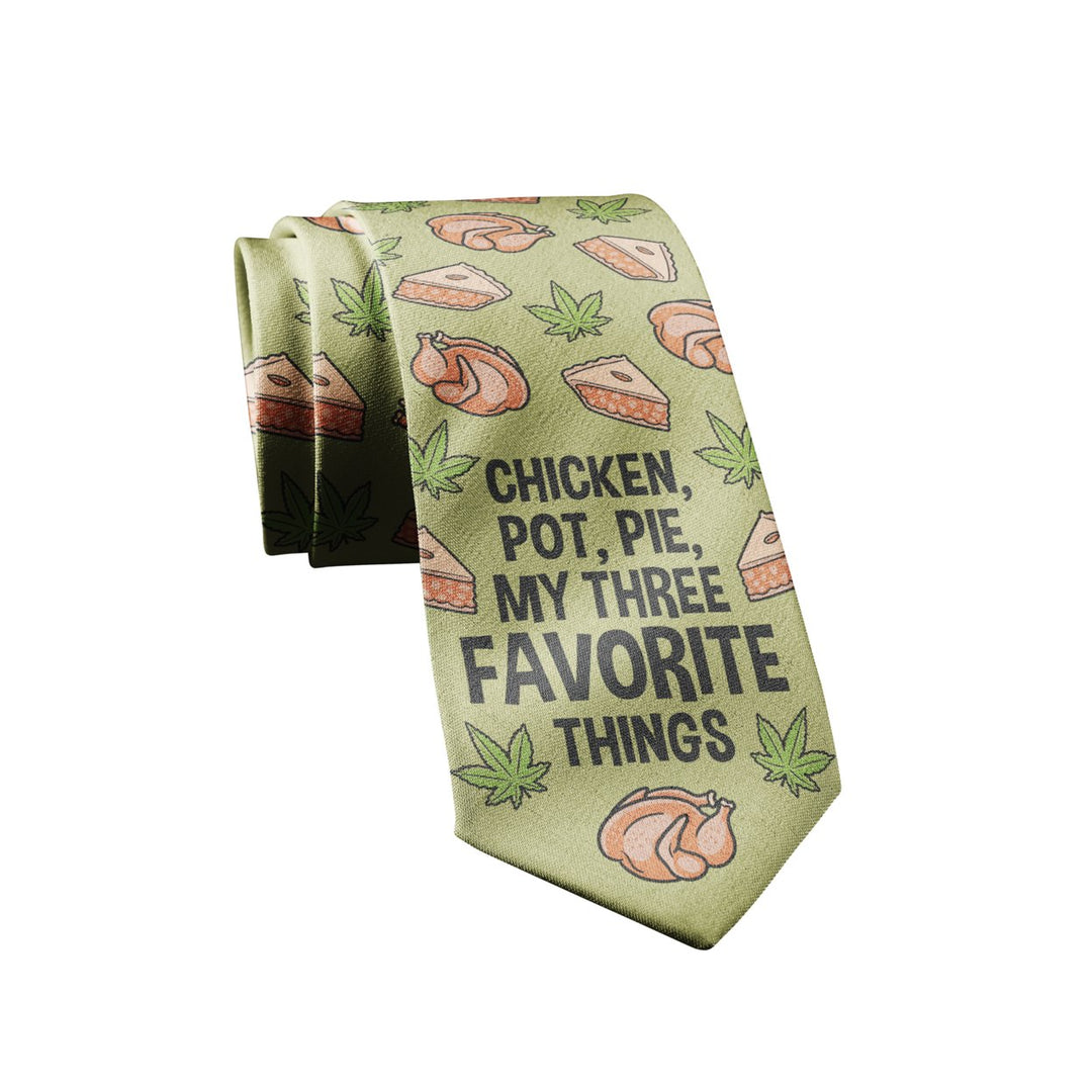 Chicken Pot Pie My Three Favorite Things Necktie Funny Neckties for Men Weed Tie Mens Novelty Neckties Image 1