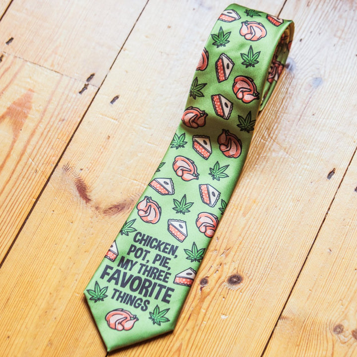 Chicken Pot Pie My Three Favorite Things Necktie Funny Neckties for Men Weed Tie Mens Novelty Neckties Image 2