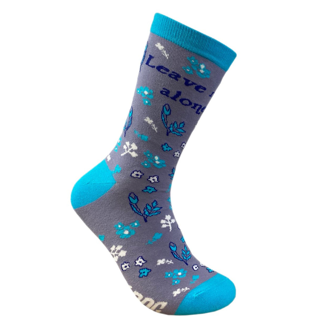 Womens Leave Me Alone Socks Funny Introvert Loner Floral Sarcastic Gift Footwear Image 6