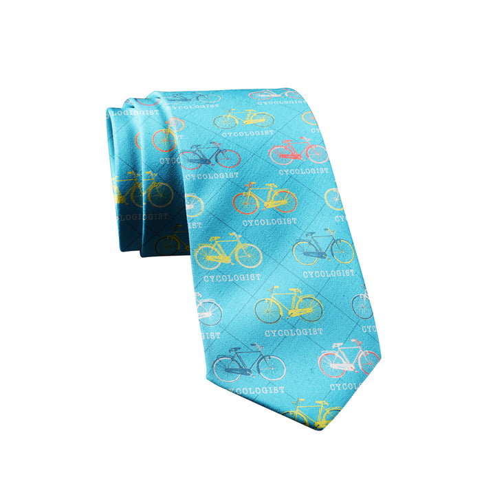 Cycologist Necktie Funny Neckties for Men Nerdy Tie for Guys Biking Novelty Ties for Men Image 1