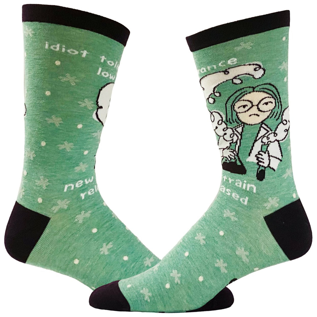 Mens Idiot Tolerance Socks Funny Strain Released Nerdy Science Stupid People Footwear Image 1