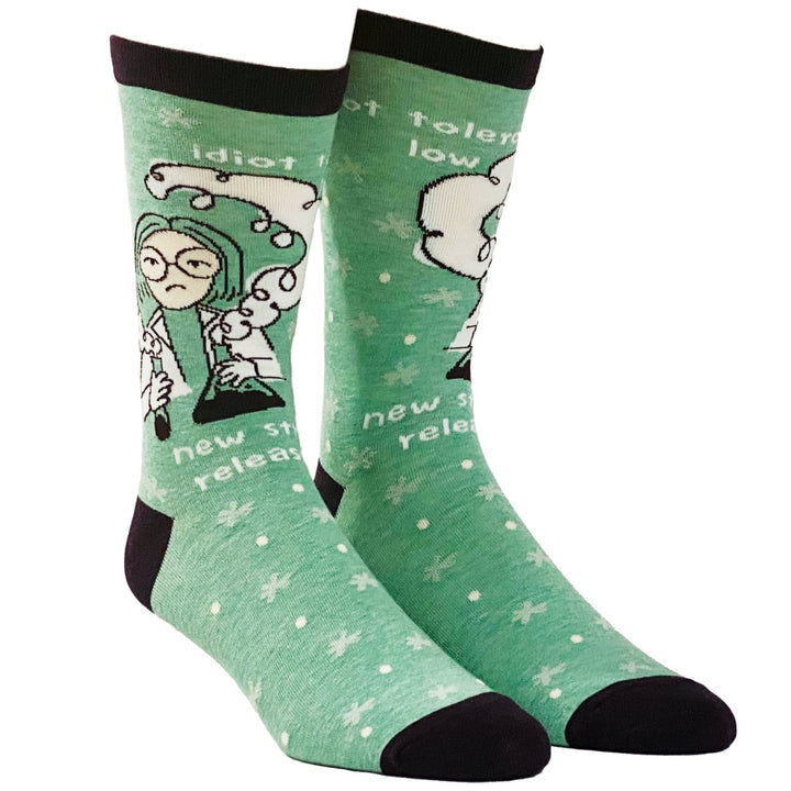 Mens Idiot Tolerance Socks Funny Strain Released Nerdy Science Stupid People Footwear Image 2