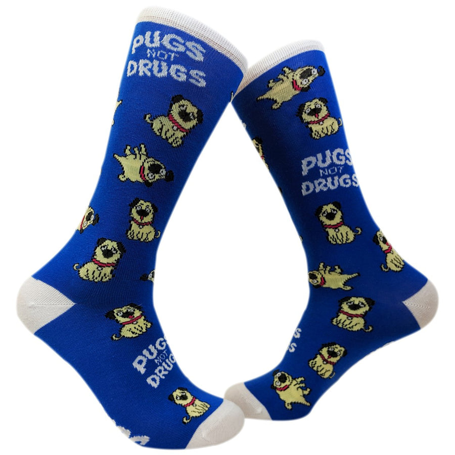 Womens Pugs Not Drugs Socks Funny Cute Dog Lover Footwear Image 1