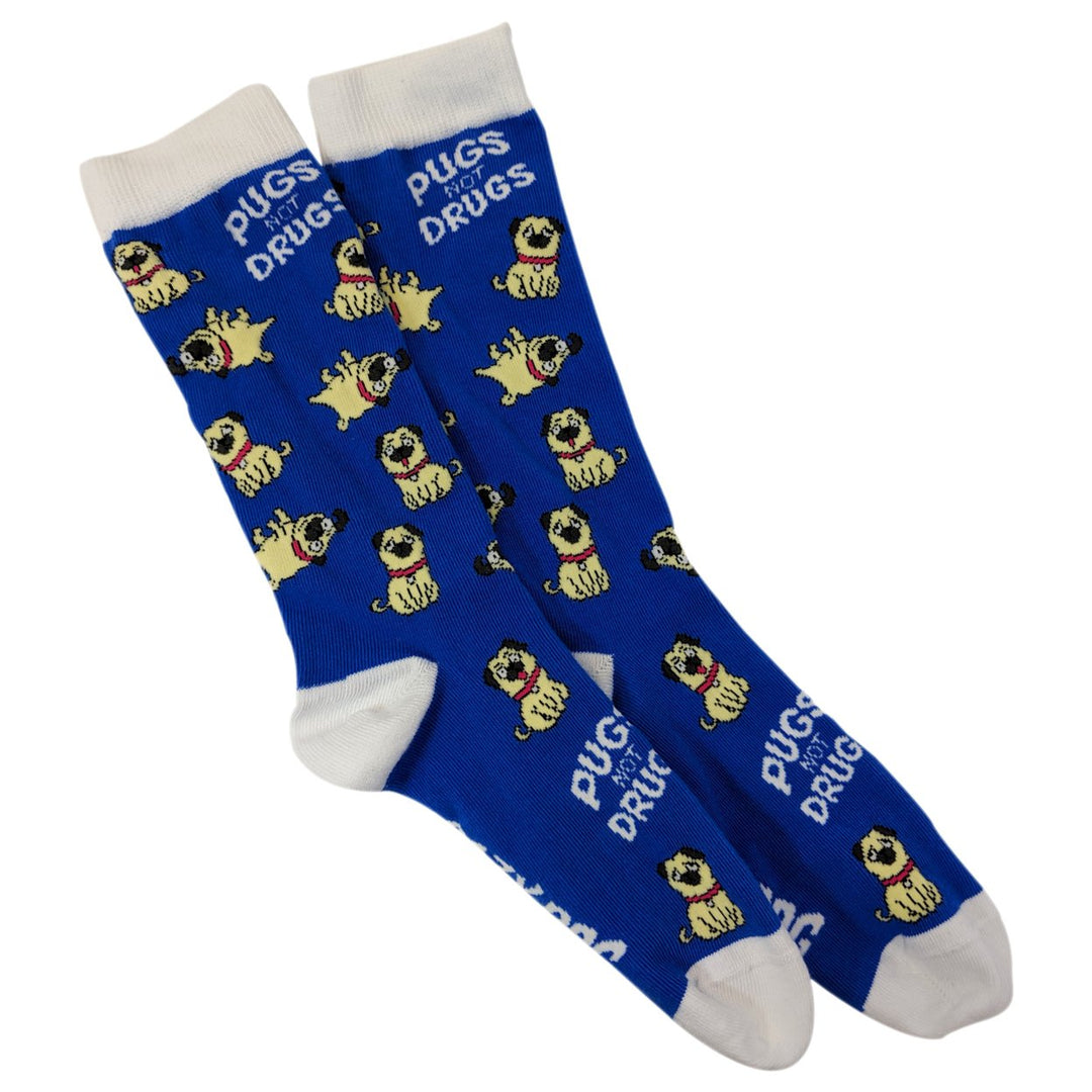 Womens Pugs Not Drugs Socks Funny Cute Dog Lover Footwear Image 7