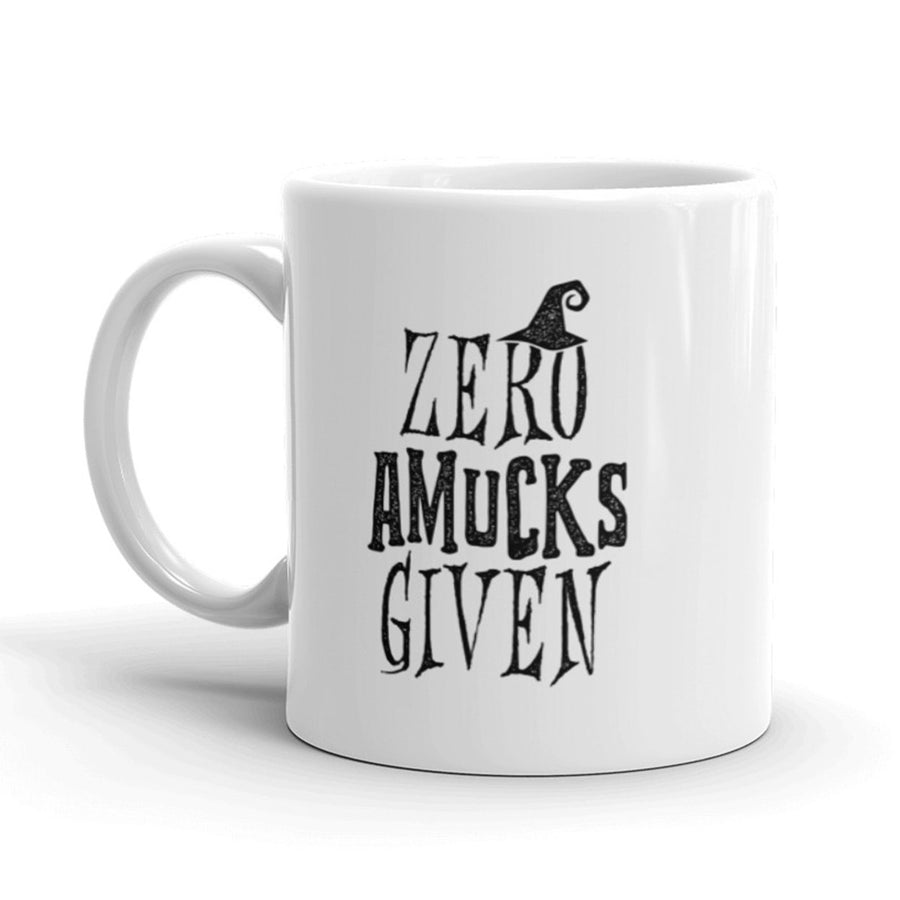 Zero Amucks Given Coffee Mug Funny Halloween Witch Ceramic Cup-11oz Image 1