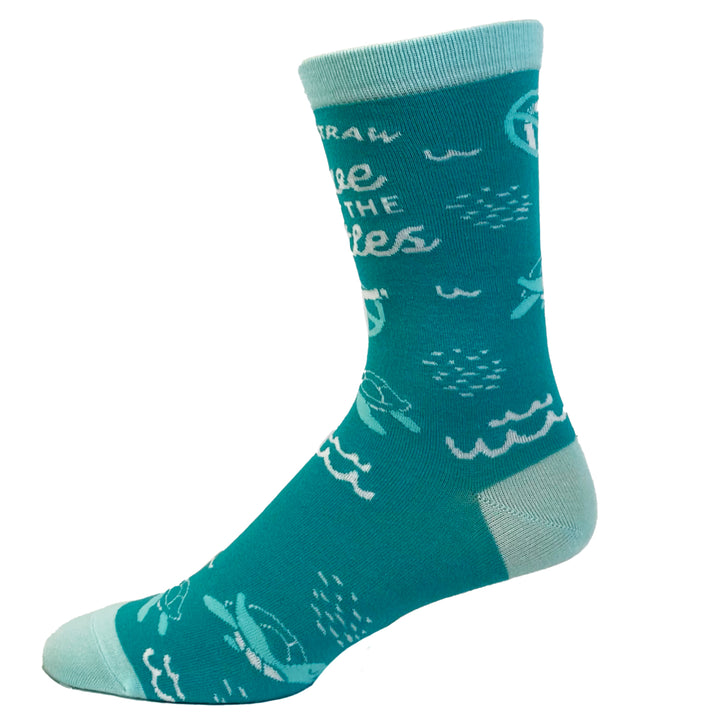 Womens Skip The Straw Save The Turtles Socks Environmental Awareness Footwear Image 4