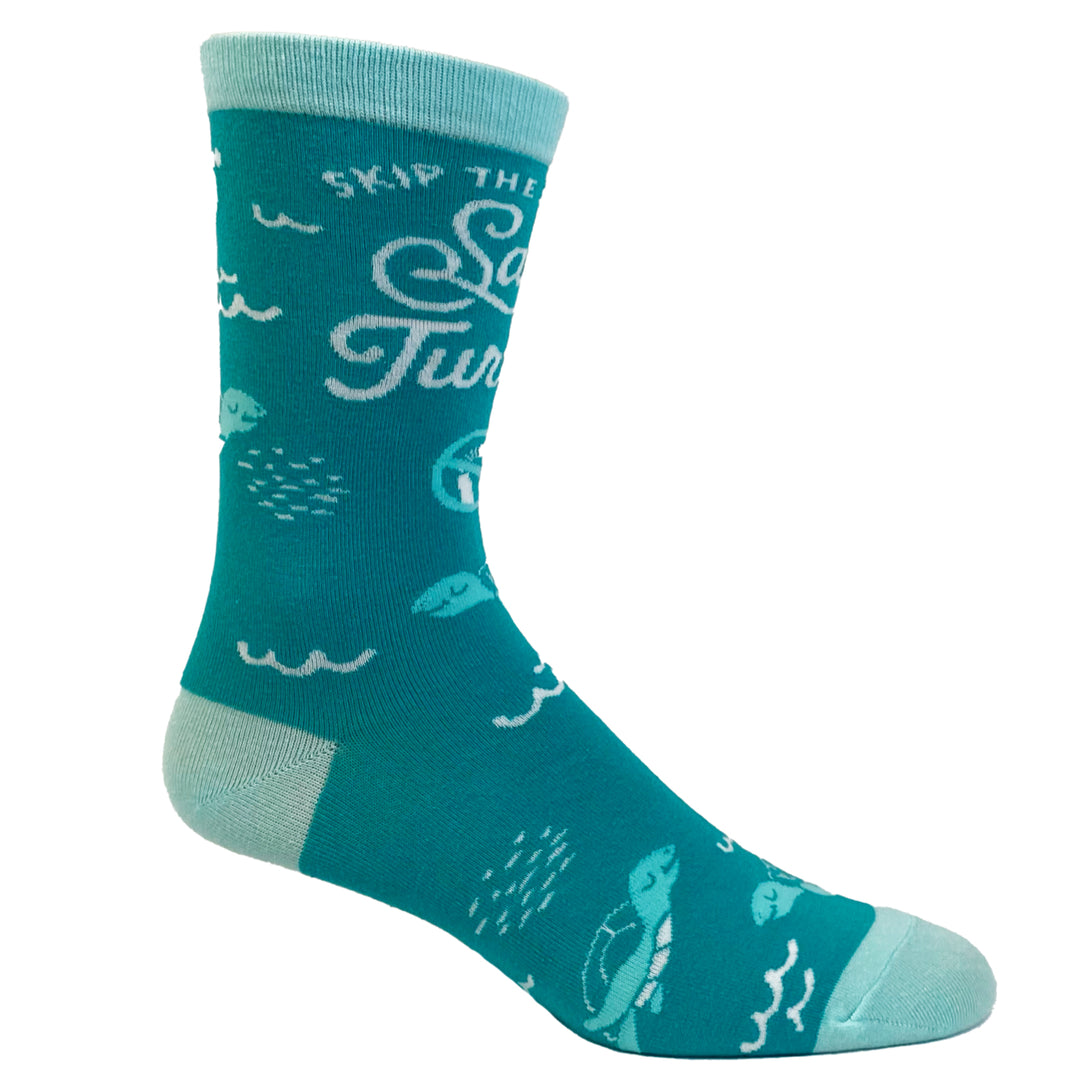 Womens Skip The Straw Save The Turtles Socks Environmental Awareness Footwear Image 6