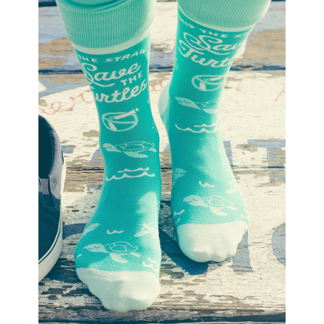 Womens Skip The Straw Save The Turtles Socks Environmental Awareness Footwear Image 7