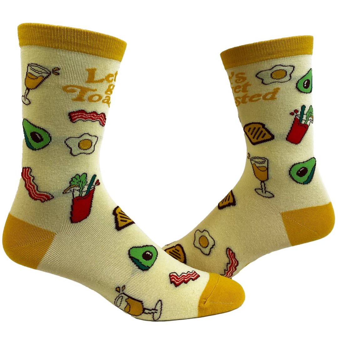 Womens Lets Get Toasted Socks Funny Boozy Brunch Breakfast Drunk Graphic Novelty Footwear Image 1