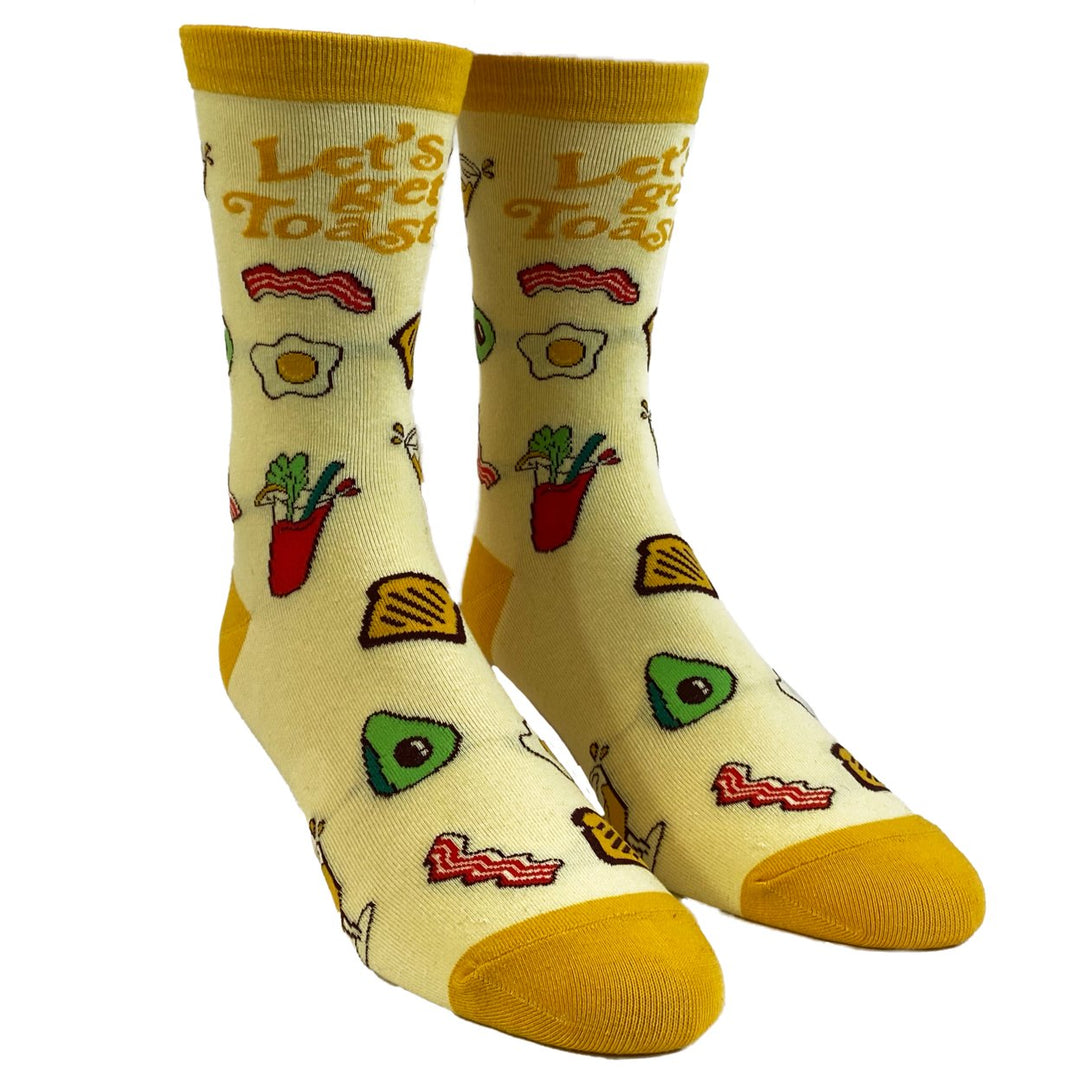 Womens Lets Get Toasted Socks Funny Boozy Brunch Breakfast Drunk Graphic Novelty Footwear Image 2